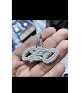 Nuevo Colgante de Plata 925 con Letras Personalizadas y Diamantes de Imitación, Pasa el Test de Diamantes, Joyería Hip Hop - Product Image 3