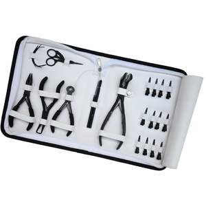 Kit d'outils pour extensions de cheveux de styliste, pince à extensions à ruban noir, pince à micro-perles, coupe-fil, outil de retrait de micro-perles, crochet et pince à bec de canard - Product Image 1