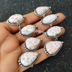 Bague en argent sterling 925 Natrolite originale pour femme, avec larimar rose, haute qualité, tendance, cadeaux de Noël et de mariage - Product Image 4