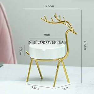 Cenicero de metal chapado en oro de calidad superior Forma única con hojas decorativas de diseñador de vidrio transparente importadas del extranjero - Product Image 2