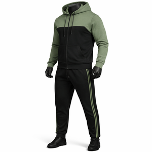 Conjuntos para hombre, conjunto de chándal con sudadera con capucha y cremallera personalizada |   Conjunto Deportivo de Dos Tonos en Algodón y Poliéster |   Ropa Deportiva Unisex OEM ODM - Product Image 3