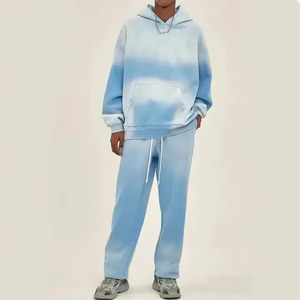 Survêtements vintage en polaire délavée à l'acide pour hommes, ensemble de pantalons de survêtement à capuche 2 pièces, grande taille, coton, hiver - Product Image 6