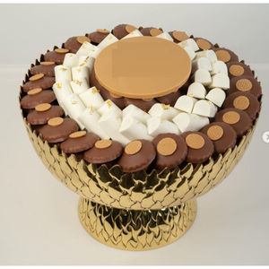 Bol à chocolat en métal doré de meilleure qualité Vaisselle élégante Bonbons Plat à dessert Mariages et fêtes Serveur de bonbons au chocolat - Product Image 1