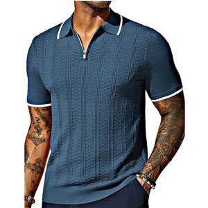 Chemises polo en tricot à demi-zip pour hommes respirantes, décontractées, légères, de haute qualité, vêtements de rue, chemise polo de golf - Product Image 2