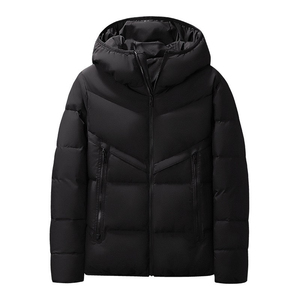 Men's Lightweight Polyester Hooded Winter Puffer Jacket Stand Custom Logo Camouflage Pattern Warm Bubble Puff Coat Zipper for - Product Image 3