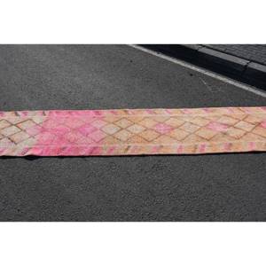 พรมตุรกีวินเทจ22x127ฟุตการเย็บปะติดปะต่อกันสีส้มสีชมพูยางขนสัตว์เหนียวสำหรับห้องนั่งเล่นตกแต่งห้องโถง - Product Image 4