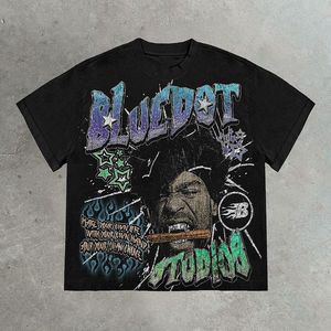 Camisetas personalizadas lavadas, venta al por mayor, camiseta de gran tamaño con gráfico Vintage en blanco para hombre, Camiseta de algodón pesado con lavado ácido para hombre - Product Image 1