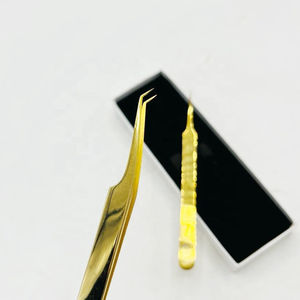 Premium 45 degrés et droit en acier inoxydable solide Logo personnalisé Volume Extension de cils Pince à épiler Ensemble-Plasma Gold - Product Image 6