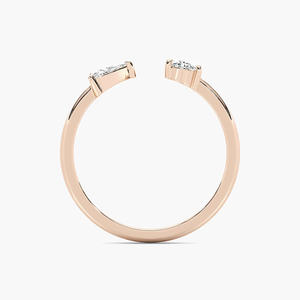 Bague en or massif 14 carats réglable à deux pierres ouvertes avec diamant de laboratoire certifié IGI Gia de 0,5 ctw de taille ovale et trillion - Product Image 4