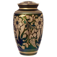 Magnifique urne de crémation en laiton gravée de fleurs, Design moderne, finition Antique, cendres funérailles, qualité supérieure, meilleure vente