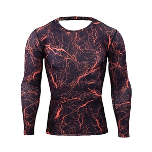 High Quality Men's <b>Compression</b> Fitness Shirts Comfortable Polyester Knitted Wear Breathable Plus Size Printed Pattern OEM High - Product Image 1