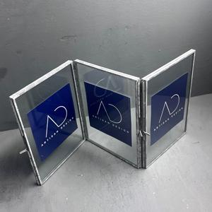 Cadre photo 3 en 1, cadre photo de table, design de livre, pliable, en métal, fer et verre avec finition grise - Product Image 4