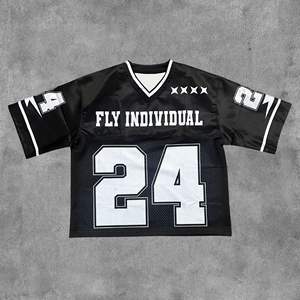Personalizado de gran tamaño de la sublimación Boxy recortada Jersey Hombres Malla Streetwear Retro American Football Jersey - Product Image 1