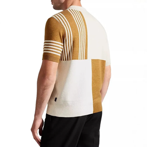 NOVEDAD DE VERANO 2025, camiseta de manga corta a rayas de punto cómoda para hombre para polos, camiseta elegante informal de moda de retazos - Product Image 2