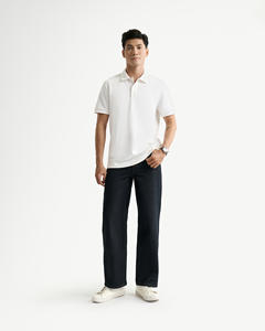 Camisa de Hombre de Manga Corta con Botones, Cuello Estampado, Ajustada, Casual, Relajada, Urbana, Transpirable, de Algodón Piqué, para el Día a Día - Product Image 3