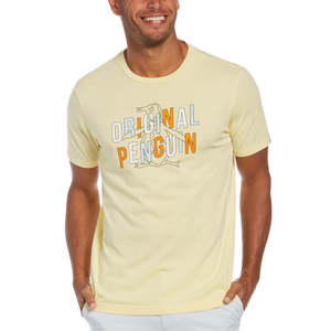 T-shirt Originale Penguin da Uomo con Grafica OPG a Maniche Corte, Giallo Banana, Taglia M - 100% Cotone Jersey 280 Grammi, Design a Tinta Unita - Product Image 3