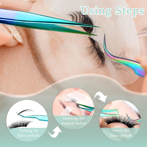 Haute qualité 6pack pince à épiler Extension de cils précision droite pince à cils incurvée en acier inoxydable soins de beauté outils de cueillette - Product Image 2