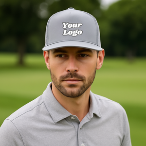 Vente en gros Casquette de golf en polyester imperméable à l'eau 5 panneaux avec logo personnalisé Broderie 3D Impression bouffante pour casquette de baseball et golf avec corde - Product Image 1