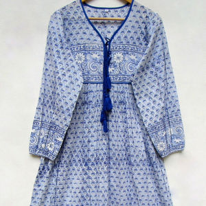 Majestuoso bordado floral manga de campana Vestidos túnica fabricantes de ropa India Sexy corbata cuello mujeres bohemio Vestido de playa conjunto - Product Image 1