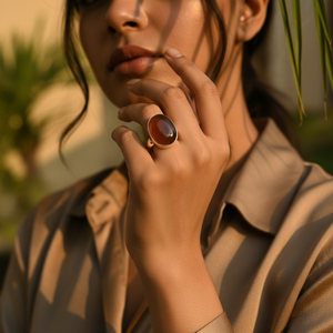 Anillo de Plata 925 con Ágata de Art Palace, Engaste de Bisel, Gema Ovalada, Estilo Clásico Minimalista, Unisex, para Uso Diario - Product Image 3