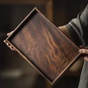 Plateau Plateau à thé carré en bois Plateau à dessert Home (One Color-S) - Product Image 5