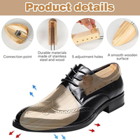 Arbres à chaussures en bois pour hommes, 1 paire de supports en forme de civière de chaussure