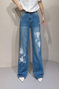 กางเกงยีนส์ผู้หญิงทรงหลวมผ้าฝ้ายระบายอากาศเอวสูงทรงตรงแบบสบายๆ ซิปหน้า ซักได้ เหมาะสำหรับฤดูใบไม้ร่วงและฤดูใบไม้ผลิ - Product Image 3