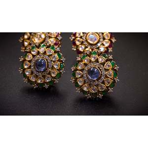Pendientes Étnicos de Novia Royal Kundan Polki, Conjunto de Joyería Fina con Perla de Agua Dulce, Joyería de Lujo para Bodas para Mujer - Product Image 2