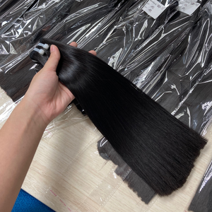 100% cheveux humains vietnamiens vierges 12 pouces Super Double dessiné trame de luxe doux épais matière première grade un paquet - Product Image 1