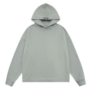 Jersey sudadera Custom Essentials Sudadera con capucha para hombre 100% algodón avena oscura cuello con capucha de gran tamaño diseño flocado - Product Image 3