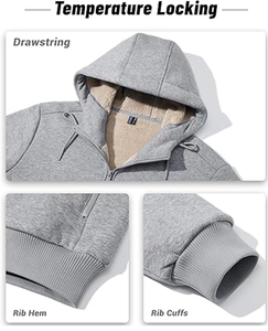 Sudadera con Capucha para Hombre, Mezcla de Felpa, Manga Larga, con Bolsillos Tipo Canguro - Product Image 2