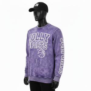 Sudadera para Hombre, Estilo Sun Fade, 320 GSM, Felpa de Algodón, Lavado Ácido Morado, Cuello Redondo, Impresión de Pantalla, Logotipo Personalizado, Lavado Básico - Product Image 4