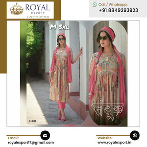 Ropa de boda y fiesta Diseñador de moda Muselina viscosa pura Nyra Cut Kurti Set Colección de proveedor indio - Product Image 2