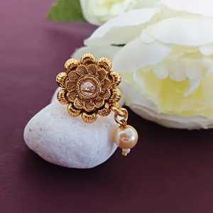 Indian Crystal Kundan Bridal Jewellery Supplier Faux Pearl Drop Stud Wedding Nose Pin Indian Manufacturer Jewelry for Women - Product Image 2