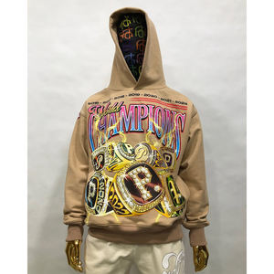 OEM LOGO personnalisé DTG Motif d'impression Sweat à capuche coupe brute Sweat à capuche Street Vintage Distressed Cropped Hoodie Mens - Product Image 1