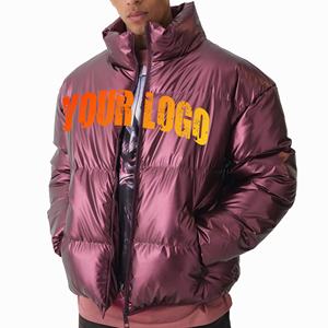 Chaqueta de invierno de lujo a prueba de viento cálida, precio al por mayor, 2025, chaqueta acolchada brillante para hombre, chaqueta gruesa con cremallera para exteriores para hombre - Product Image 4