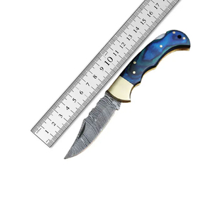 Cuchillo de bolsillo plegable de acero de Damasco hecho a mano personalizado nuevo estilo para acampar al aire libre - Product Image 1
