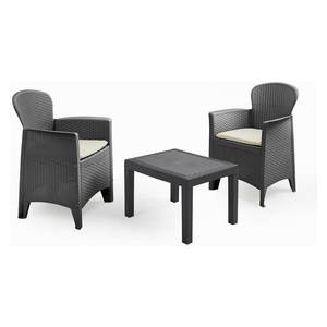 Ensemble de meubles de jardin AKITA 2 places en polypropylène anthracite, élégant, par Progarden - Product Image 1