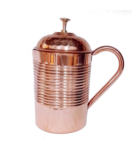 Jarra de Agua Ecológica de Diseño Clásico de Cobre Puro con Tapa de Vidrio, Tamaño Grande para Beber Agua - Product Image 1