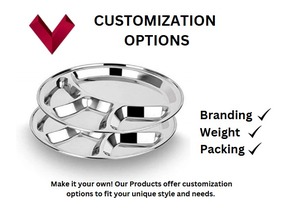 Vente d'usine, prix bas, vente en gros, assiette ronde en acier inoxydable 4 en 1 avec 4 compartiments, assiette à dîner - Product Image 3