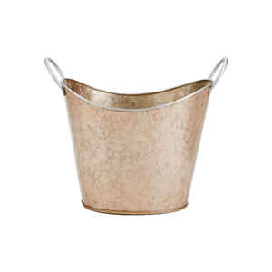 Jardinières en métal cuivre antique, pots à fleurs ovales en acier galvanisé avec poignées, décoratifs martelés, pour intérieur et extérieur - Product Image 1