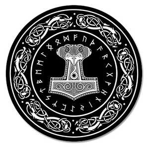 Alfombra Pequeña de 60 cm con Estampado del Martillo de Thor para Uso Doméstico - Product Image 1