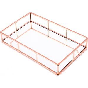 Plateau de service élégant et durable en métal et miroir pour boissons, collations, décoration d'intérieur élégante - Product Image 1