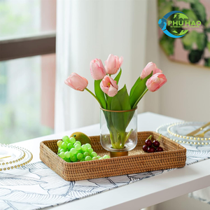 Panier de rangement en bambou naturel fait à la main Plateau en rotin Panier de rangement de fruits pour les occasions spéciales Décoration intérieure Panier mural suspendu - Product Image 2