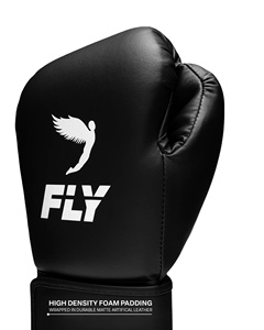 Nouveaux gants de boxe noirs Fly, cuir de vachette véritable de haute qualité, logo personnalisé, gants de boxe pour le sparring et le Muay Thai. - Product Image 2