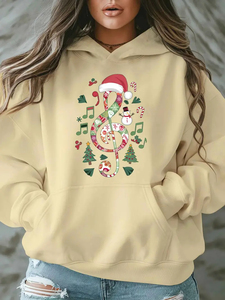 Sweat à capuche festif à manches longues surdimensionné Joyeux Noël Tricoté Logo imprimé sur le devant pour l'hiver Automne Printemps - Product Image 6