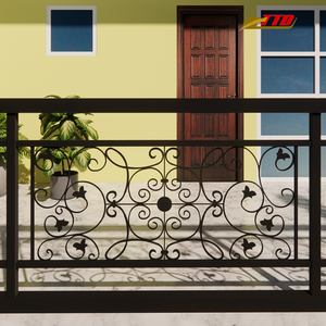 Rampe de balcon élégante en fer forgé avec volutes faites à la main et revêtement antirouille pour un design intemporel - Product Image 6