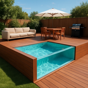 Natación rectangular grande de fibra de vidrio con accesorios para niños y cubierta de mar Piscina de spa de natación sobre el suelo - Product Image 4