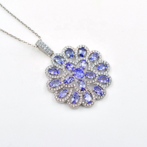 925เงินสเตอริงจี้ผู้หญิงธรรมชาติ Tanzanite CZ พลอยโรเดียมชุบโรเดียมตัดแฟนซีโซ่ขนาด5มม.-บุคคลที่สาม - Product Image 1