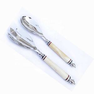 Exclusive High-Quality Stainless Steel <b>Flatware</b> 2 Pcs Set Luxury American Style with White Coated Handles Silver - Product Image 1